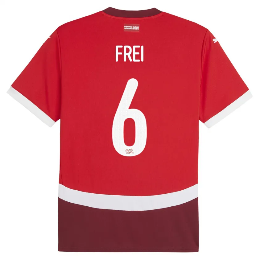 Danxen Homem Camisola Suiça Fabian Frei #6 Vermelho Principal 24-26 Camisa