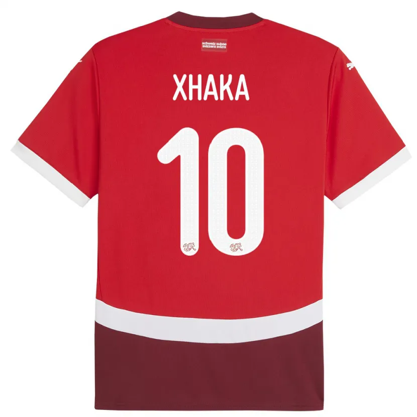 Danxen Homem Camisola Suiça Granit Xhaka #10 Vermelho Principal 24-26 Camisa