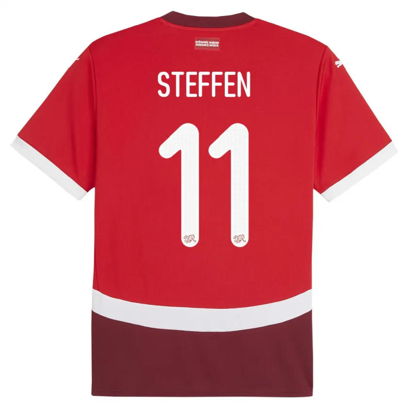 Danxen Homem Camisola Suiça Renato Steffen #11 Vermelho Principal 24-26 Camisa