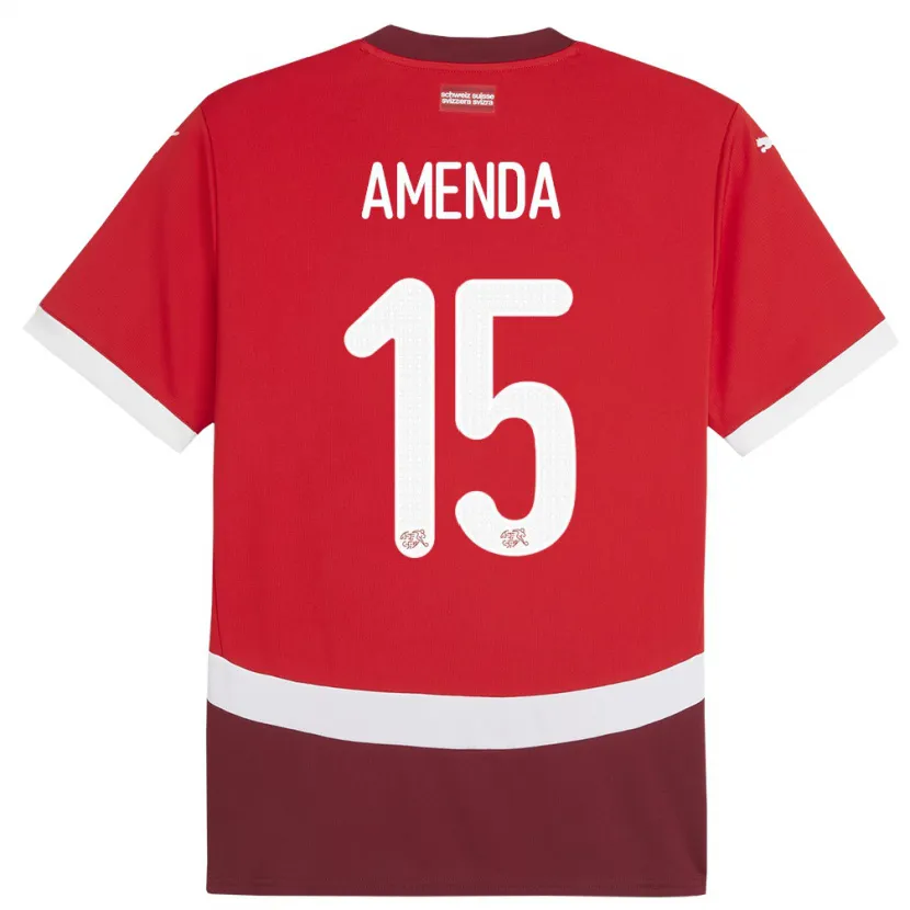 Danxen Homem Camisola Suiça Aurele Amenda #15 Vermelho Principal 24-26 Camisa