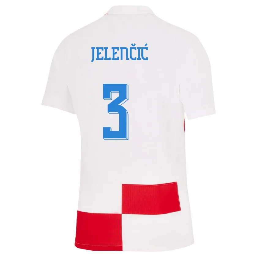 Danxen Homem Camisola Croácia Ana Jelencic #3 Branco Vermelho Principal 24-26 Camisa