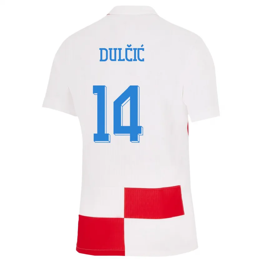 Danxen Homem Camisola Croácia Antonia Dulcic #14 Branco Vermelho Principal 24-26 Camisa