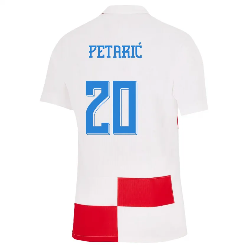 Danxen Homem Camisola Croácia Nika Petaric #20 Branco Vermelho Principal 24-26 Camisa
