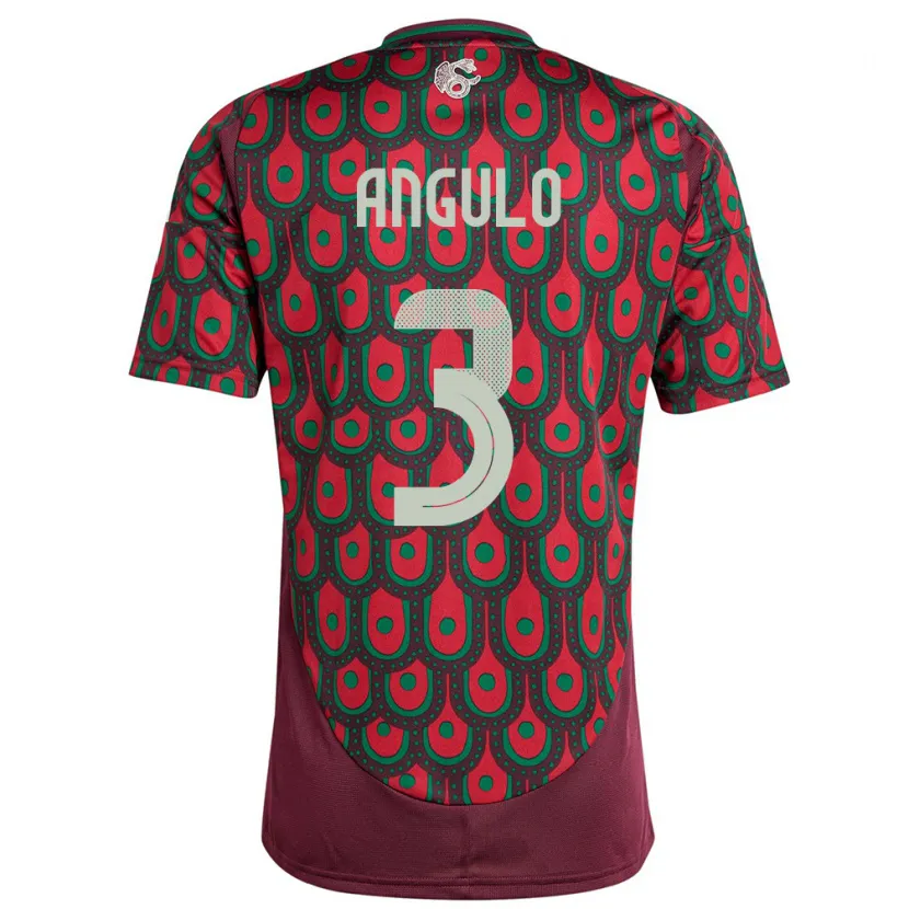 Danxen Homem Camisola México Jesus Angulo #3 Marrom Principal 24-26 Camisa