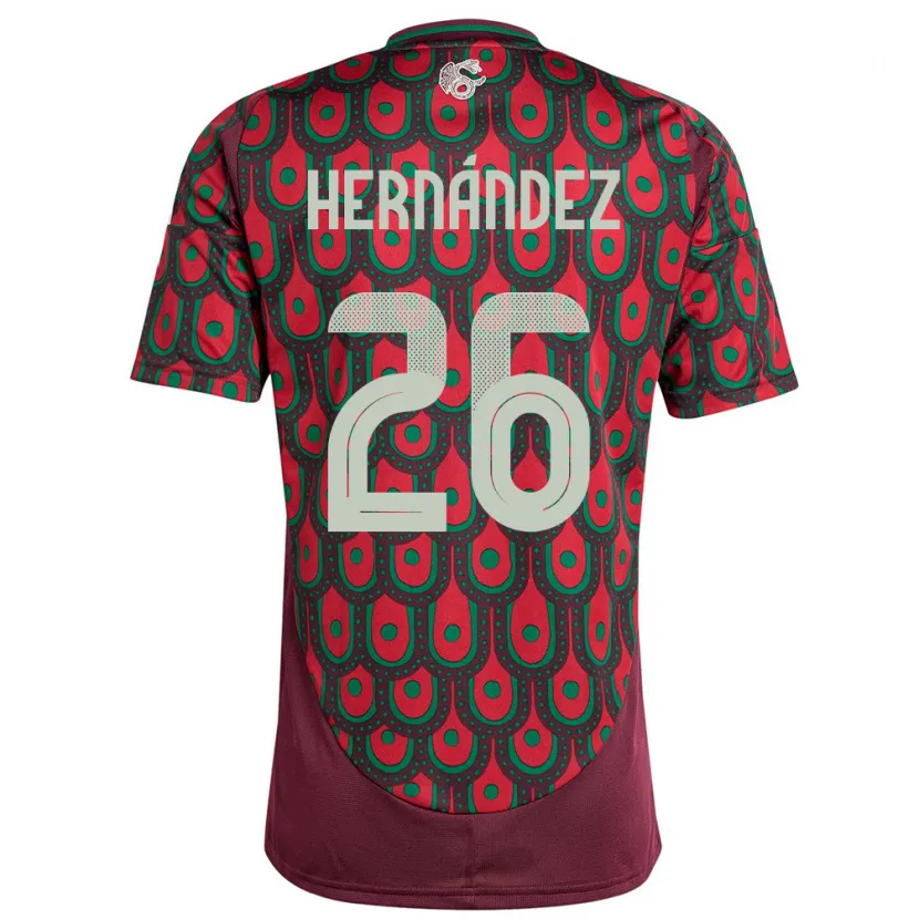 Danxen Homem Camisola México Nicolette Hernandez #26 Marrom Principal 24-26 Camisa