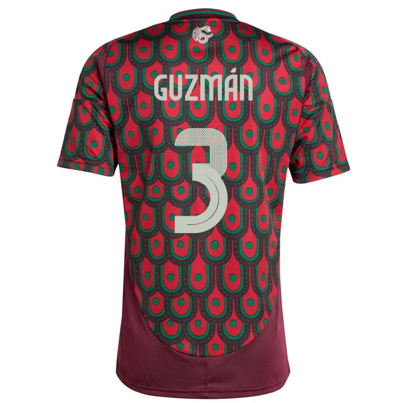 Danxen Homem Camisola México Victor Guzman #3 Marrom Principal 24-26 Camisa