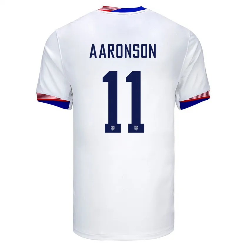 Danxen Homem Camisola Estados Unidos Brenden Aaronson #11 Branco Principal 24-26 Camisa
