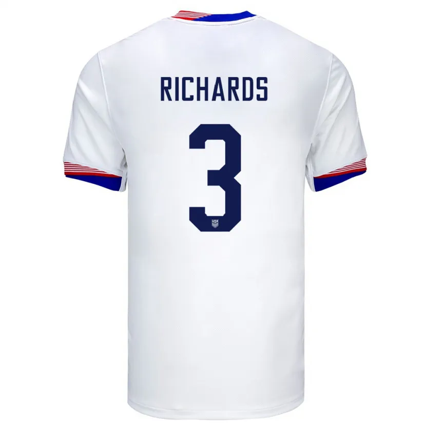 Danxen Homem Camisola Estados Unidos Chris Richards #3 Branco Principal 24-26 Camisa