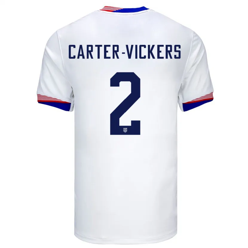 Danxen Homem Camisola Estados Unidos Cameron Carter-Vickers #2 Branco Principal 24-26 Camisa