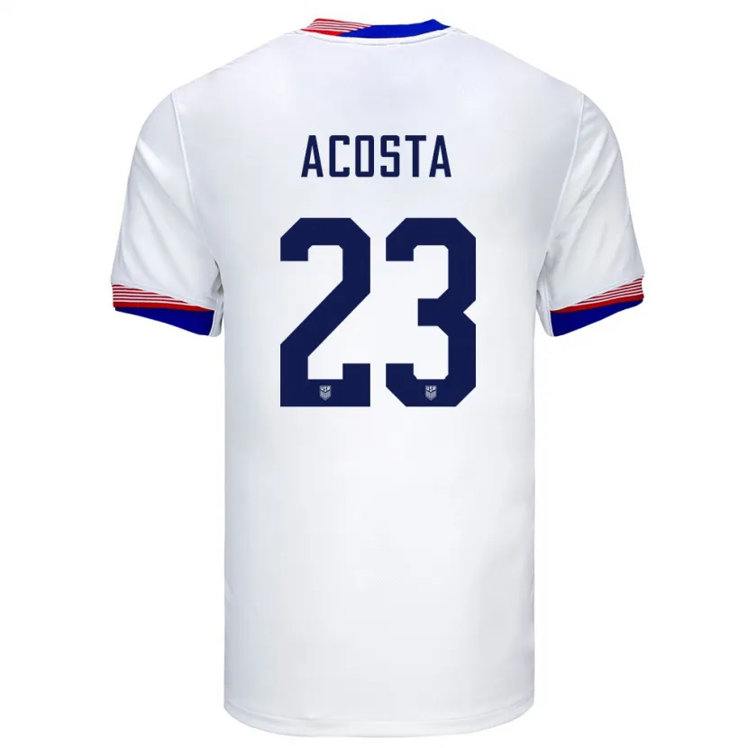 Danxen Homem Camisola Estados Unidos Kellyn Acosta #23 Branco Principal 24-26 Camisa