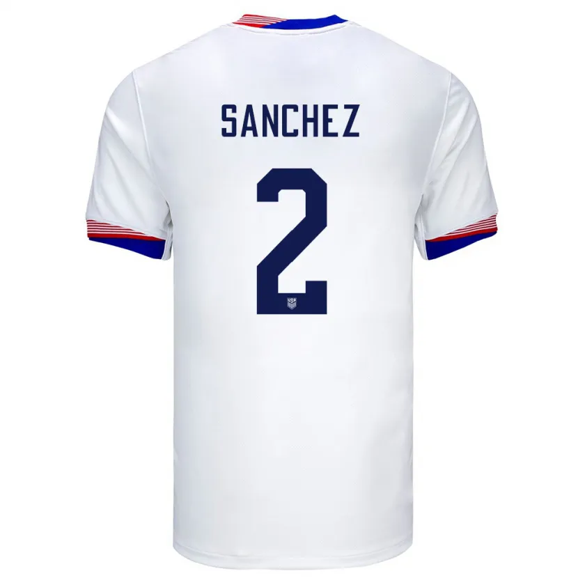 Danxen Homem Camisola Estados Unidos Ashley Sanchez #2 Branco Principal 24-26 Camisa