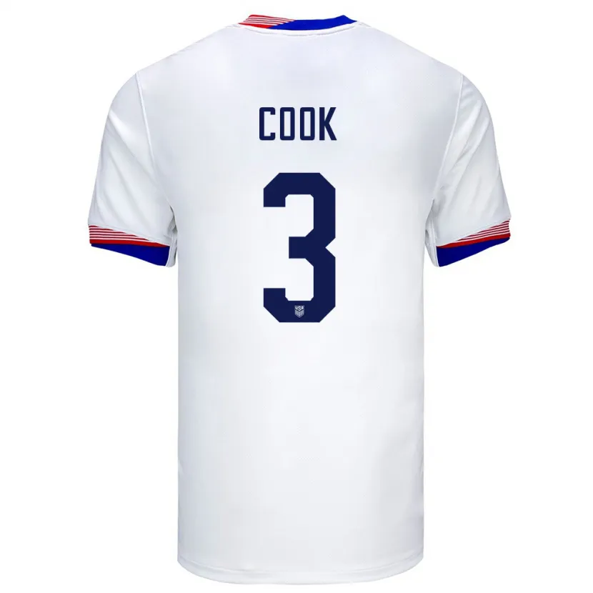 Danxen Homem Camisola Estados Unidos Alana Cook #3 Branco Principal 24-26 Camisa