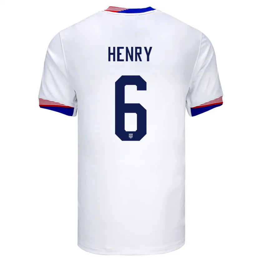 Danxen Homem Camisola Estados Unidos Kobi Henry #6 Branco Principal 24-26 Camisa