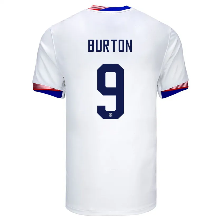 Danxen Homem Camisola Estados Unidos Micah Burton #9 Branco Principal 24-26 Camisa
