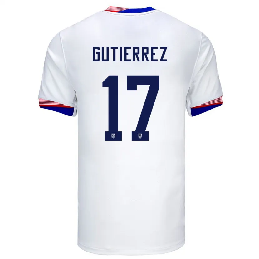 Danxen Homem Camisola Estados Unidos Brian Gutierrez #17 Branco Principal 24-26 Camisa