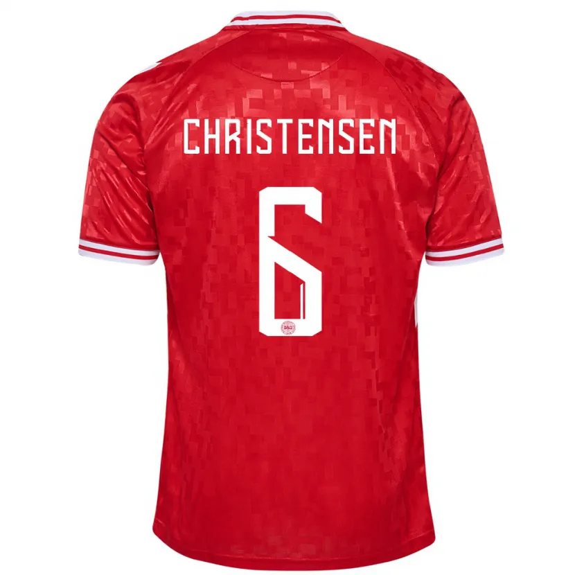 Danxen Homem Camisola Dinamarca Andreas Christensen #6 Vermelho Principal 24-26 Camisa