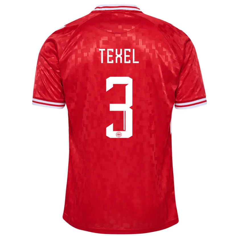 Danxen Homem Camisola Dinamarca Pontus Texel #3 Vermelho Principal 24-26 Camisa