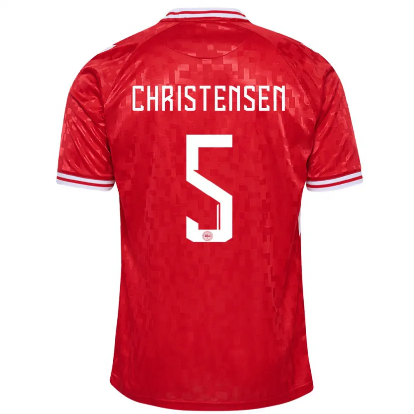 Danxen Homem Camisola Dinamarca Aske Christensen #5 Vermelho Principal 24-26 Camisa