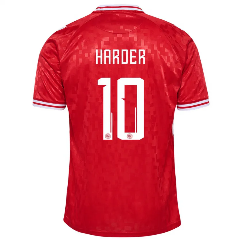 Danxen Homem Camisola Dinamarca Pernille Harder #10 Vermelho Principal 24-26 Camisa