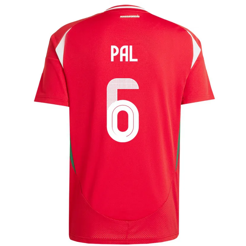 Danxen Homem Camisola Hungria Barna Pál #6 Vermelho Principal 24-26 Camisa