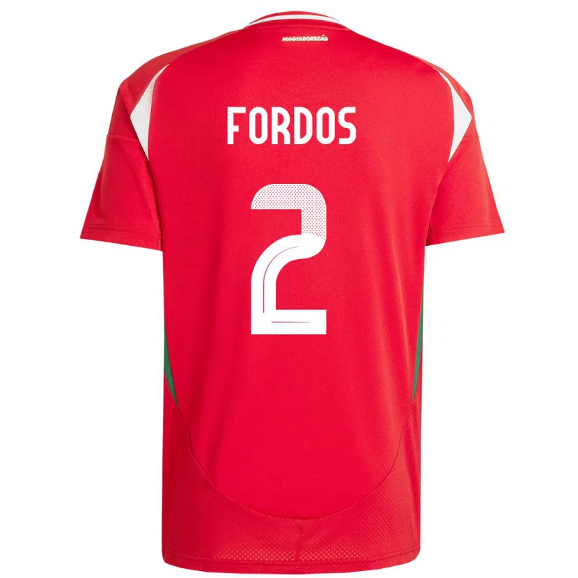 Danxen Homem Camisola Hungria Beatrix Fördős #2 Vermelho Principal 24-26 Camisa