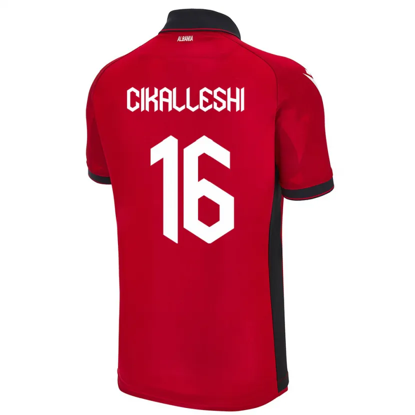 Danxen Homem Camisola Albânia Sokol Cikalleshi #16 Vermelho Principal 24-26 Camisa