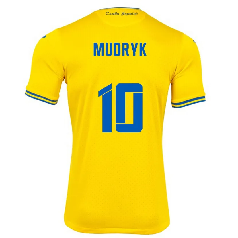 Danxen Homem Camisola Ucrânia Mykhaylo Mudryk #10 Amarelo Principal 24-26 Camisa