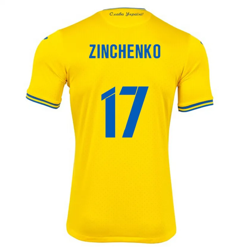 Danxen Homem Camisola Ucrânia Oleksandr Zinchenko #17 Amarelo Principal 24-26 Camisa