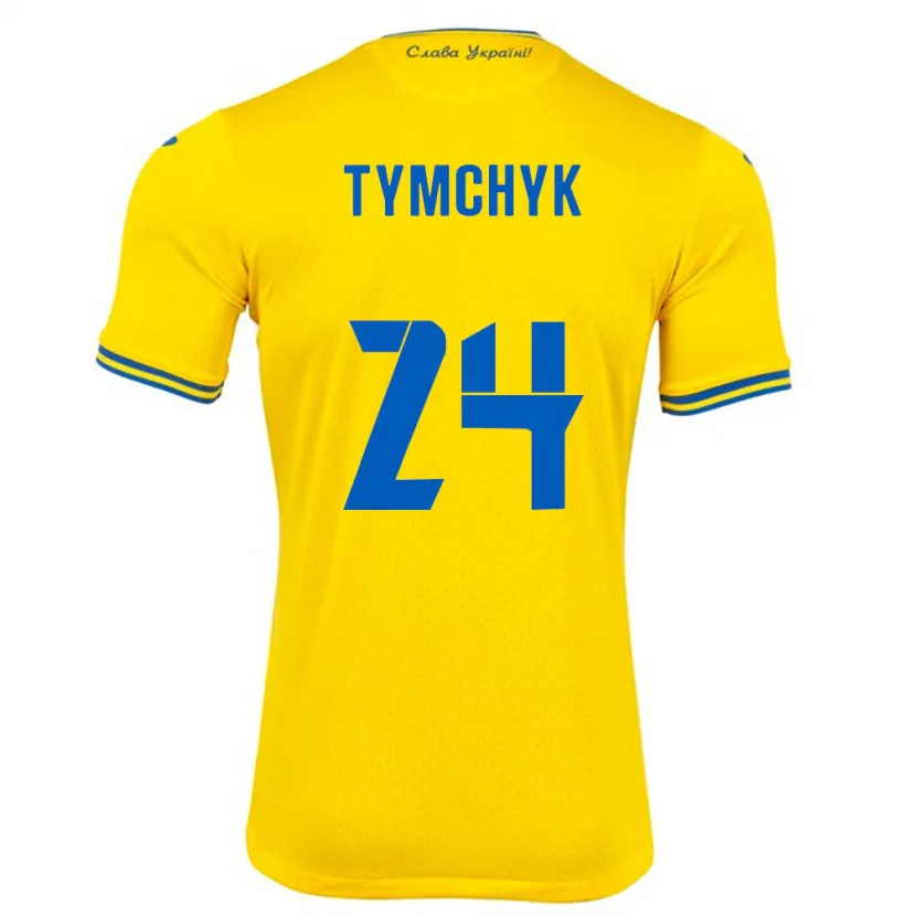 Danxen Homem Camisola Ucrânia Oleksandr Tymchyk #24 Amarelo Principal 24-26 Camisa