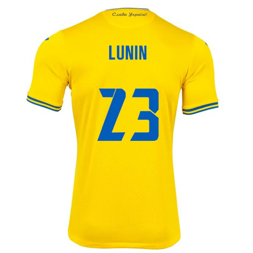 Danxen Homem Camisola Ucrânia Andriy Lunin #23 Amarelo Principal 24-26 Camisa