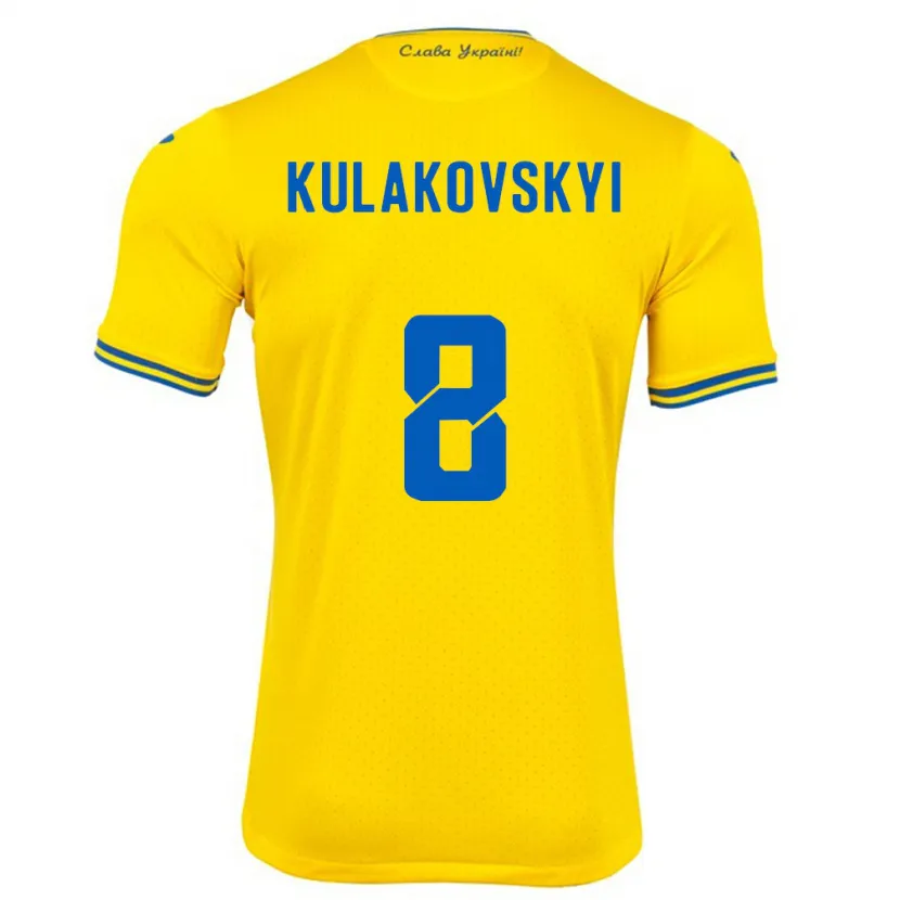 Danxen Homem Camisola Ucrânia Artem Kulakovskyi #8 Amarelo Principal 24-26 Camisa