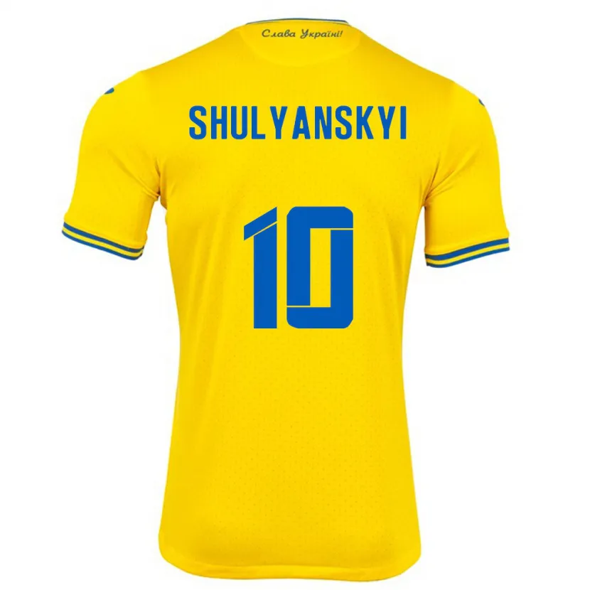 Danxen Homem Camisola Ucrânia Artem Shulyanskyi #10 Amarelo Principal 24-26 Camisa