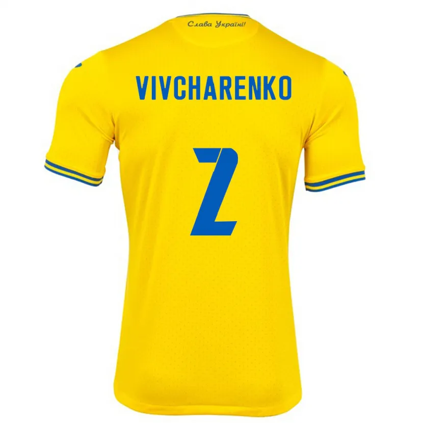 Danxen Homem Camisola Ucrânia Kostyantyn Vivcharenko #2 Amarelo Principal 24-26 Camisa
