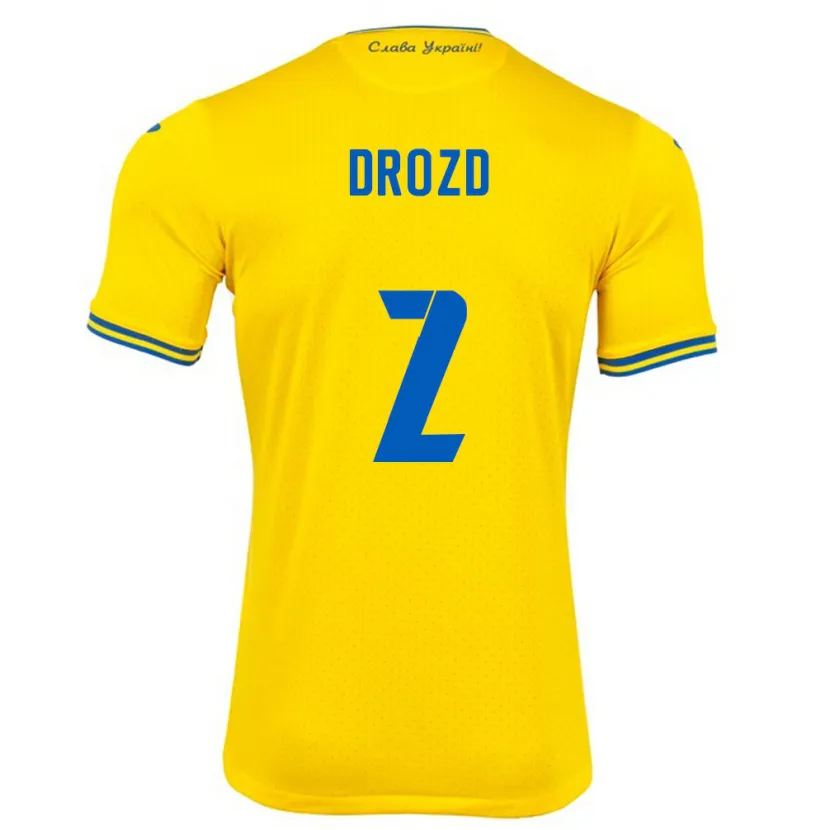 Danxen Homem Camisola Ucrânia Anton Drozd #2 Amarelo Principal 24-26 Camisa