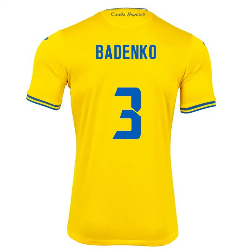 Danxen Homem Camisola Ucrânia Ilya Badenko #3 Amarelo Principal 24-26 Camisa