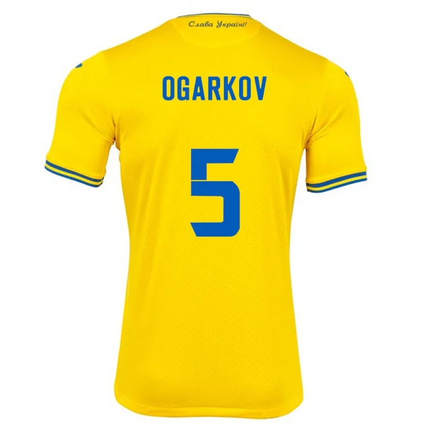 Danxen Homem Camisola Ucrânia Mykola Ogarkov #5 Amarelo Principal 24-26 Camisa