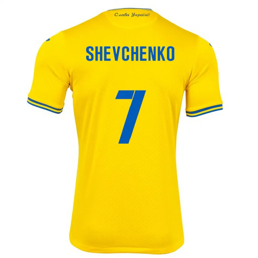 Danxen Homem Camisola Ucrânia Kristian Shevchenko #7 Amarelo Principal 24-26 Camisa