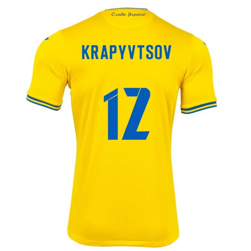 Danxen Homem Camisola Ucrânia Vladyslav Krapyvtsov #12 Amarelo Principal 24-26 Camisa