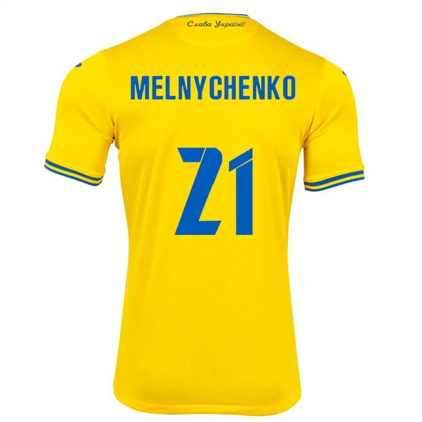 Danxen Homem Camisola Ucrânia Maksym Melnychenko #21 Amarelo Principal 24-26 Camisa