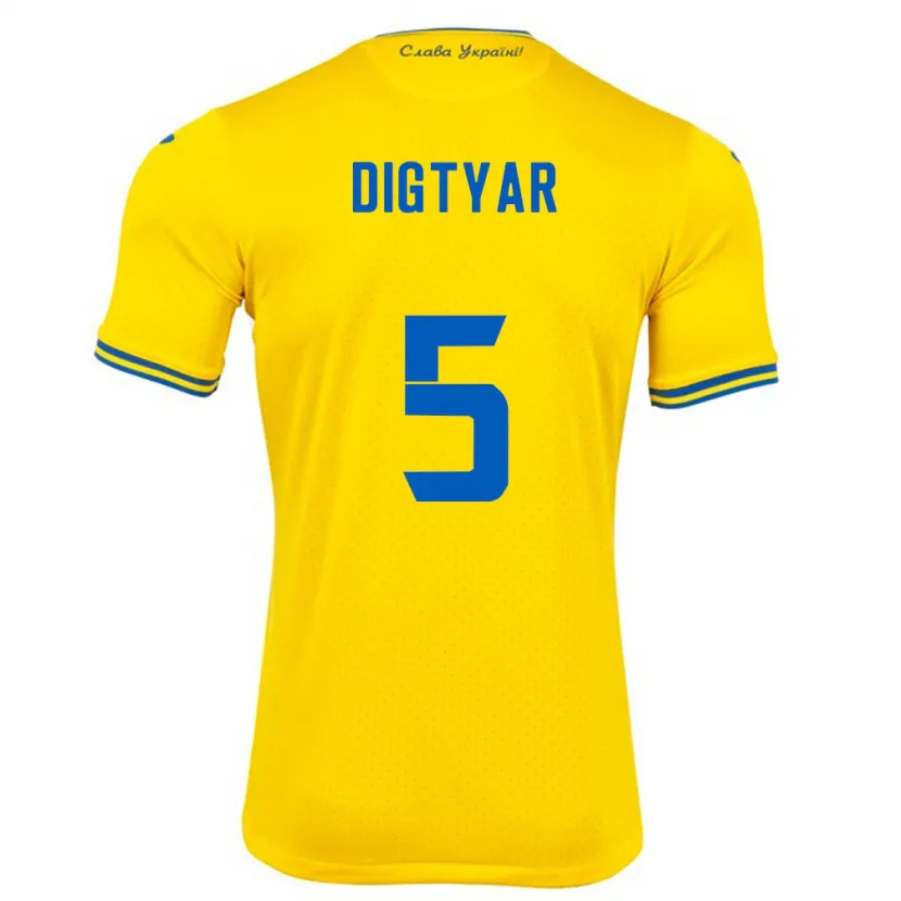 Danxen Homem Camisola Ucrânia Kyrylo Digtyar #5 Amarelo Principal 24-26 Camisa