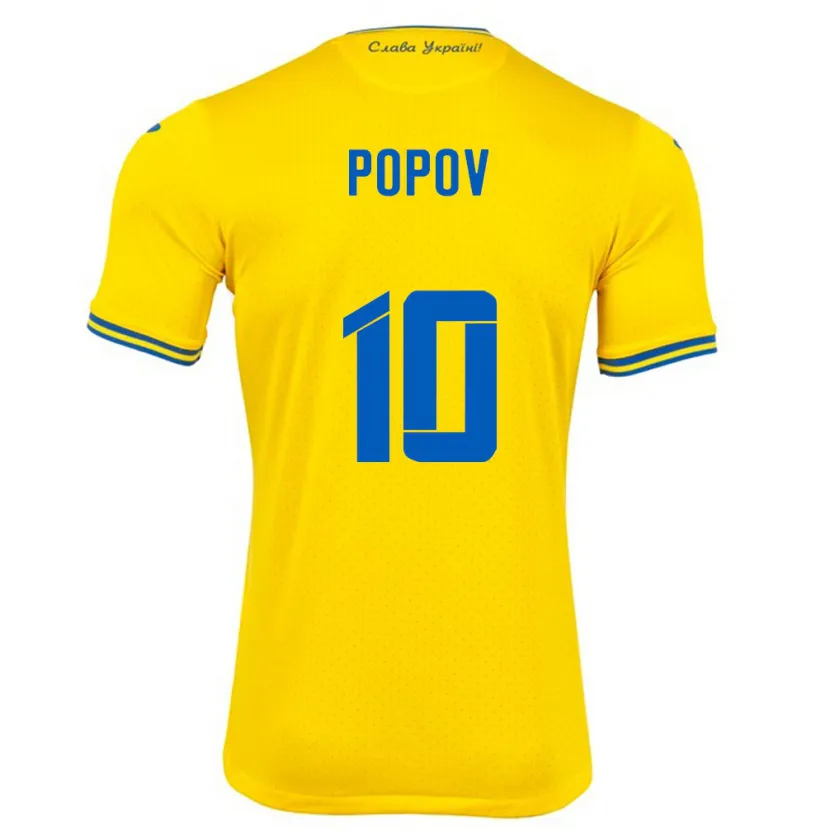 Danxen Homem Camisola Ucrânia Bogdan Popov #10 Amarelo Principal 24-26 Camisa