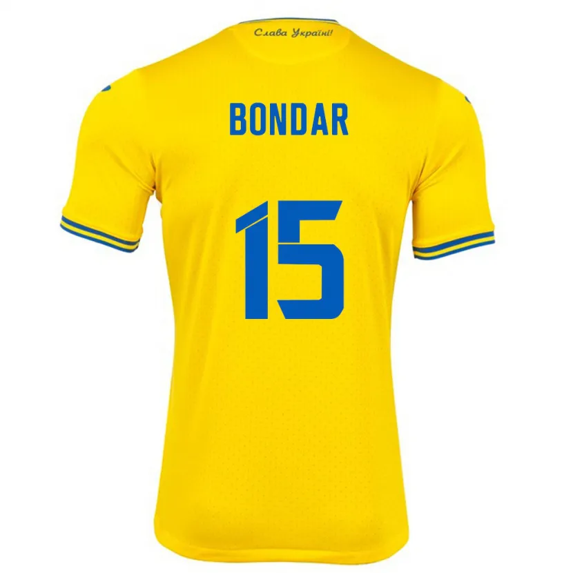Danxen Homem Camisola Ucrânia Nazar Bondar #15 Amarelo Principal 24-26 Camisa