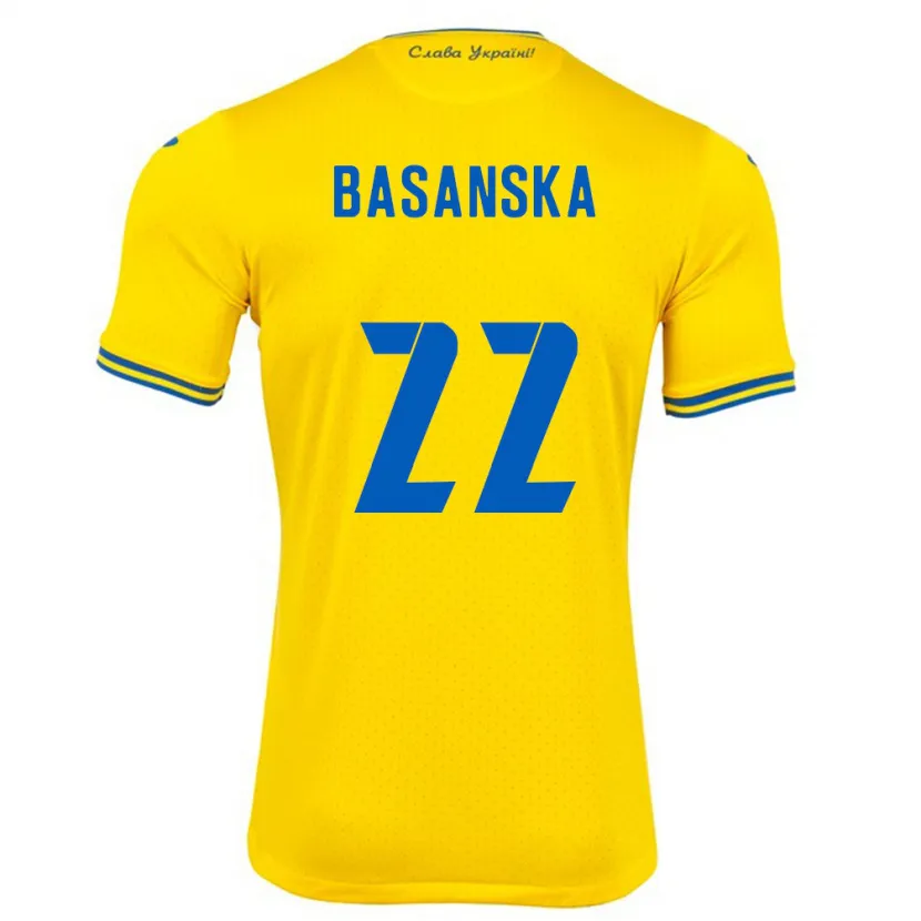 Danxen Homem Camisola Ucrânia Olga Basanska #22 Amarelo Principal 24-26 Camisa