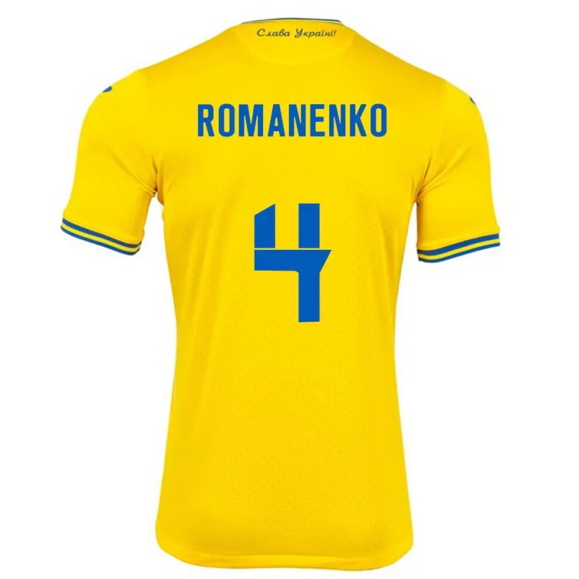 Danxen Homem Camisola Ucrânia Tetyana Romanenko #4 Amarelo Principal 24-26 Camisa