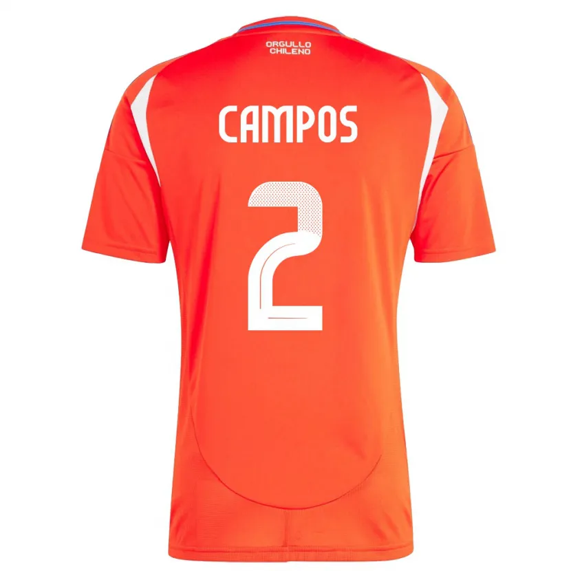 Danxen Homem Camisola Chile Víctor Campos #2 Vermelho Principal 24-26 Camisa
