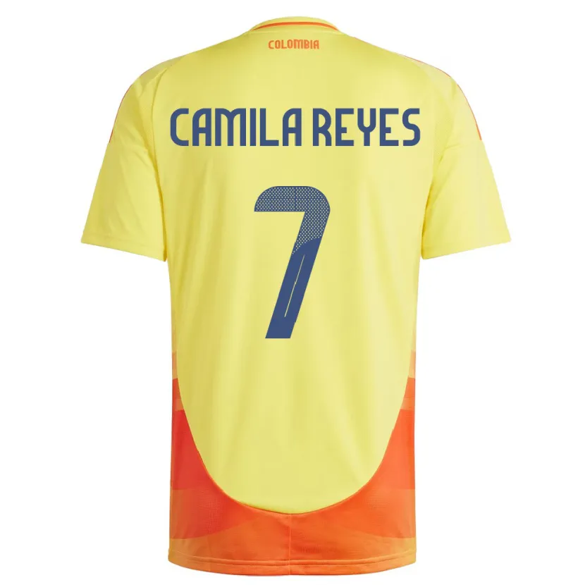 Danxen Homem Camisola Colômbia María Camila Reyes #7 Amarelo Principal 24-26 Camisa