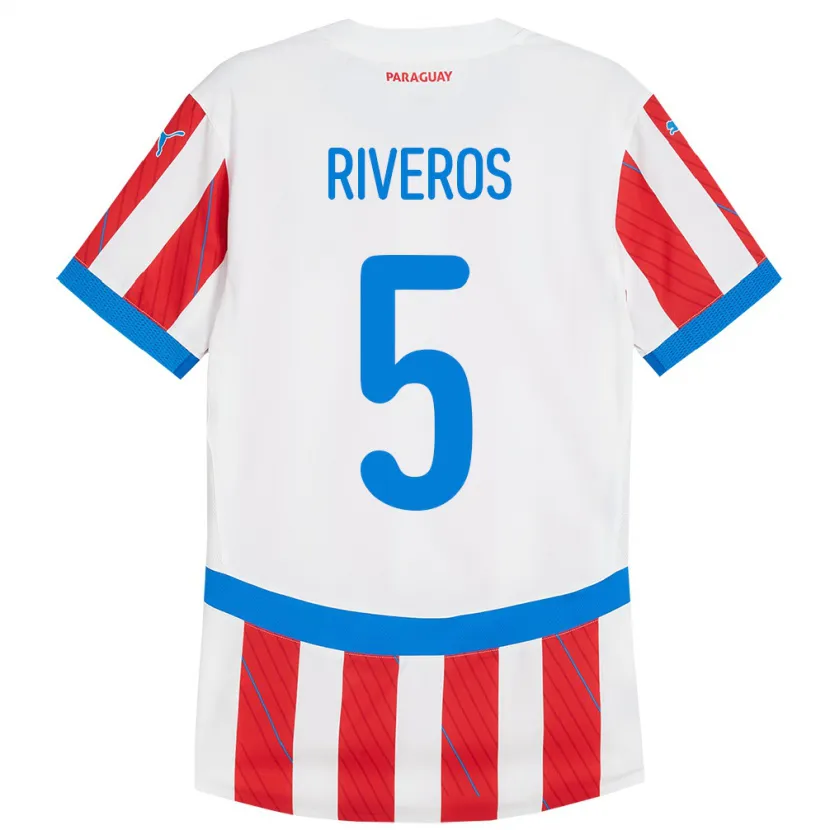 Danxen Homem Camisola Paraguai Verónica Riveros #5 Branco Vermelho Principal 24-26 Camisa