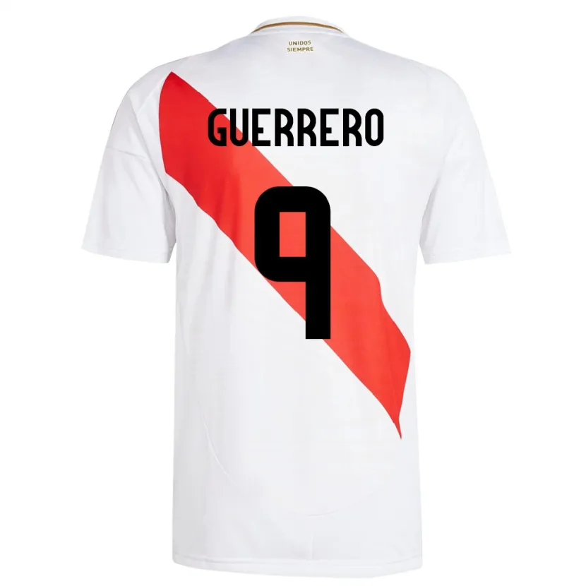 Danxen Homem Camisola Peru Paolo Guerrero #9 Branco Principal 24-26 Camisa