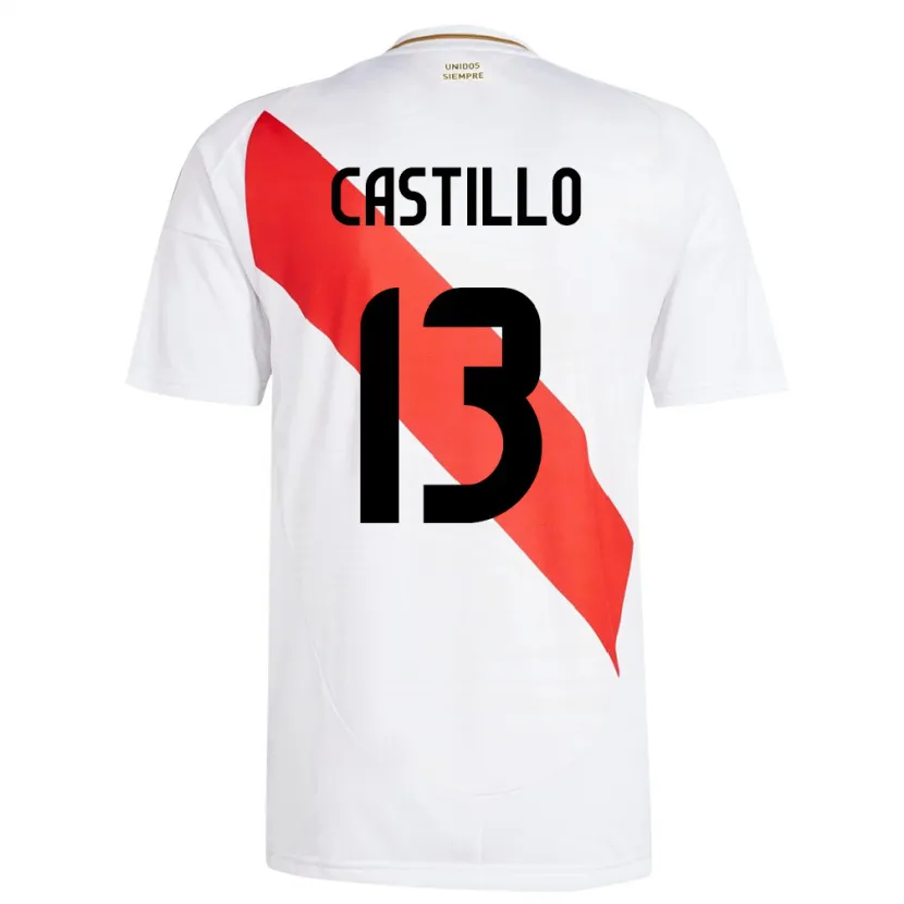 Danxen Homem Camisola Peru Jesús Castillo #13 Branco Principal 24-26 Camisa