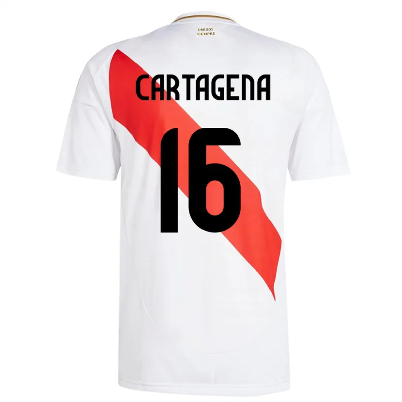 Danxen Homem Camisola Peru Wilder Cartagena #16 Branco Principal 24-26 Camisa